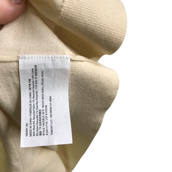 Theory Sleeveless Sweater Womens M Creamy White Mock Neck Shell Regal Wool Top - Picture 8 of 8